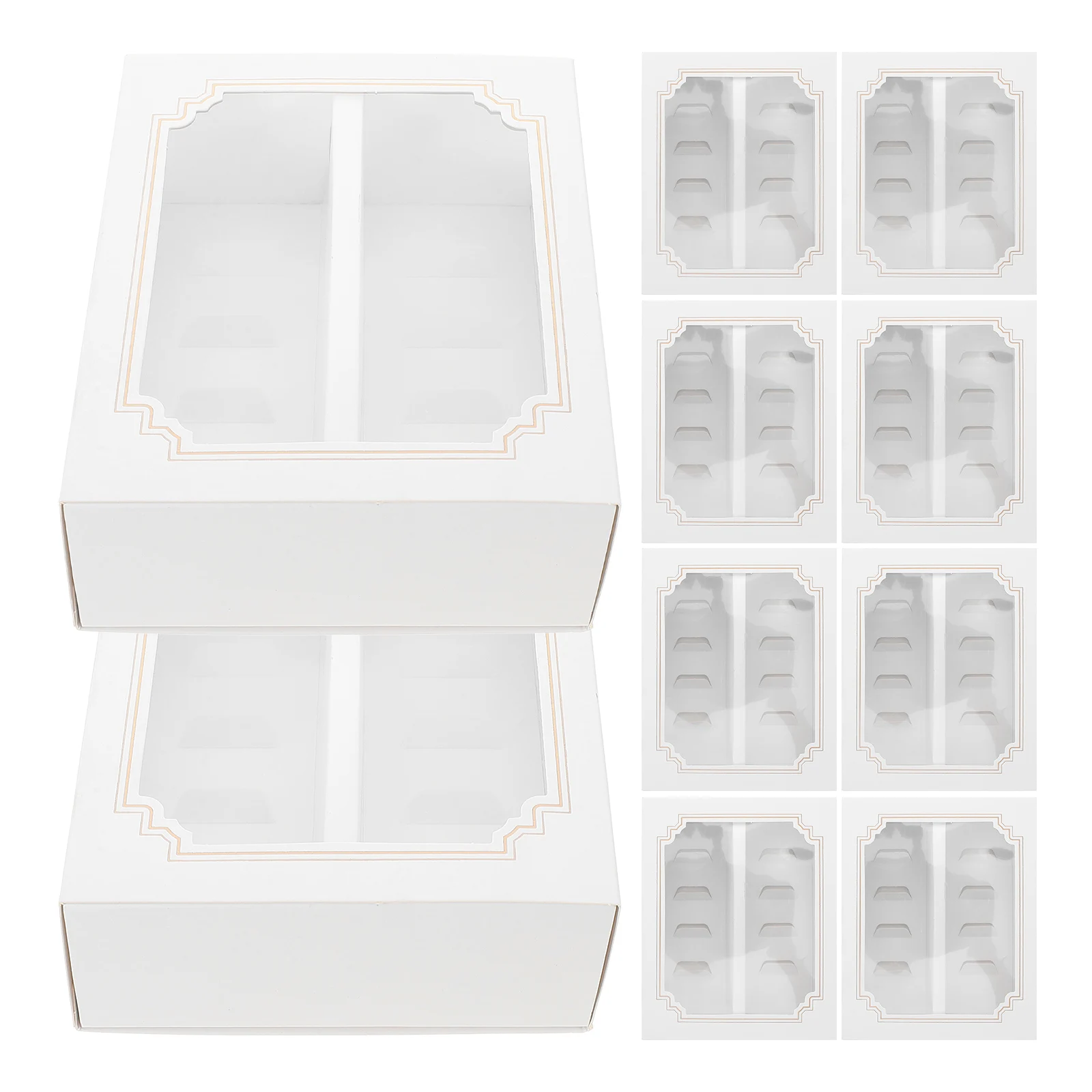 

10pcs Macaron Box Clear Window Drawer Style Cookie Packaging Large Size Treat Boxes Paper Containers Bakery Supplies