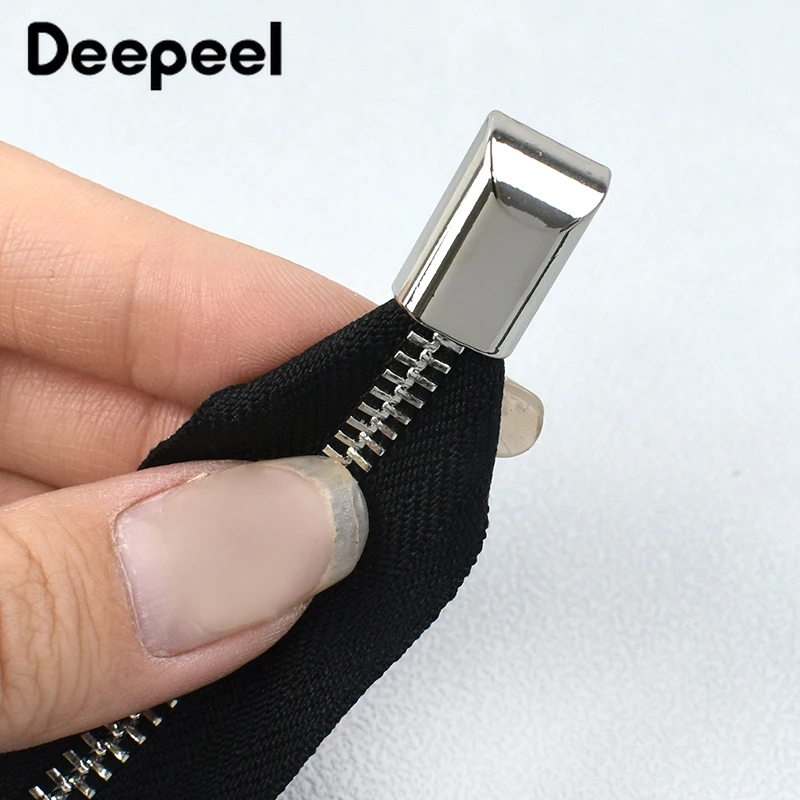 5/10Pcs Deepeel 9mm Metal Zipper Pull Tail Clip Buckle Bag Strap Ends Lock Clasp Luggage Zippers Cord Stopper Hardware Accessory