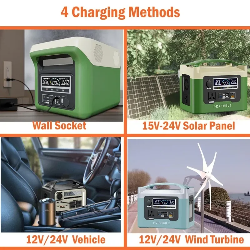 1500W Portable Power Station 1000Wh solar generetor 12V Plug Two Way Fast Charge Pure Sine Wave AC Outlet for Outdoor Camping
