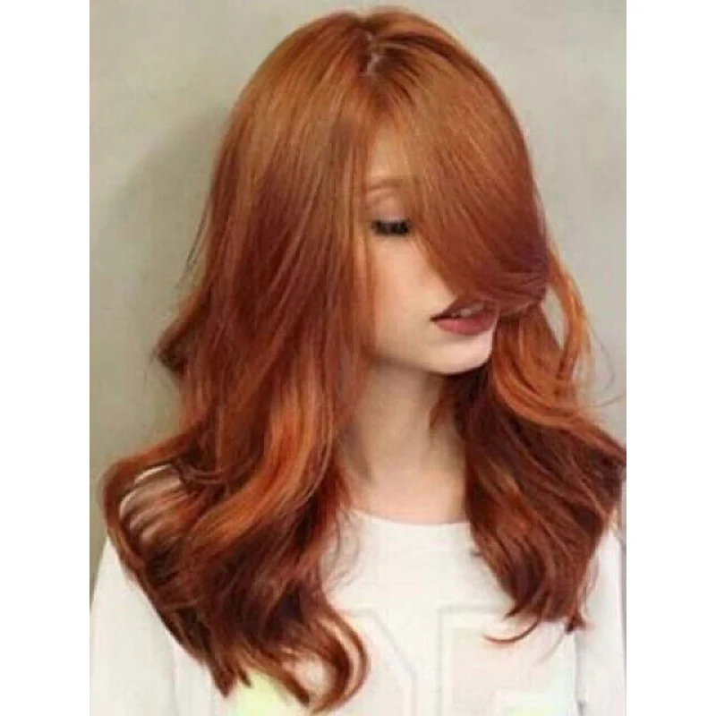 

Beautiful Capless Wavy Copper Red Synthetic Hair Wig Women Natural Daily Wigs