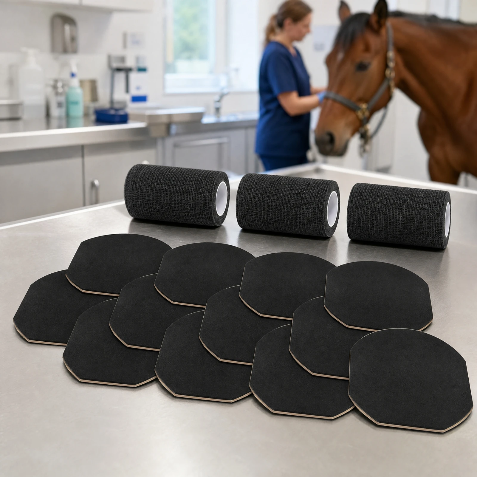 3 Pieces Equine Bandage Breathable Hoof Bandage with Hoof Pads for Equine Caregivers, Stable First Aid