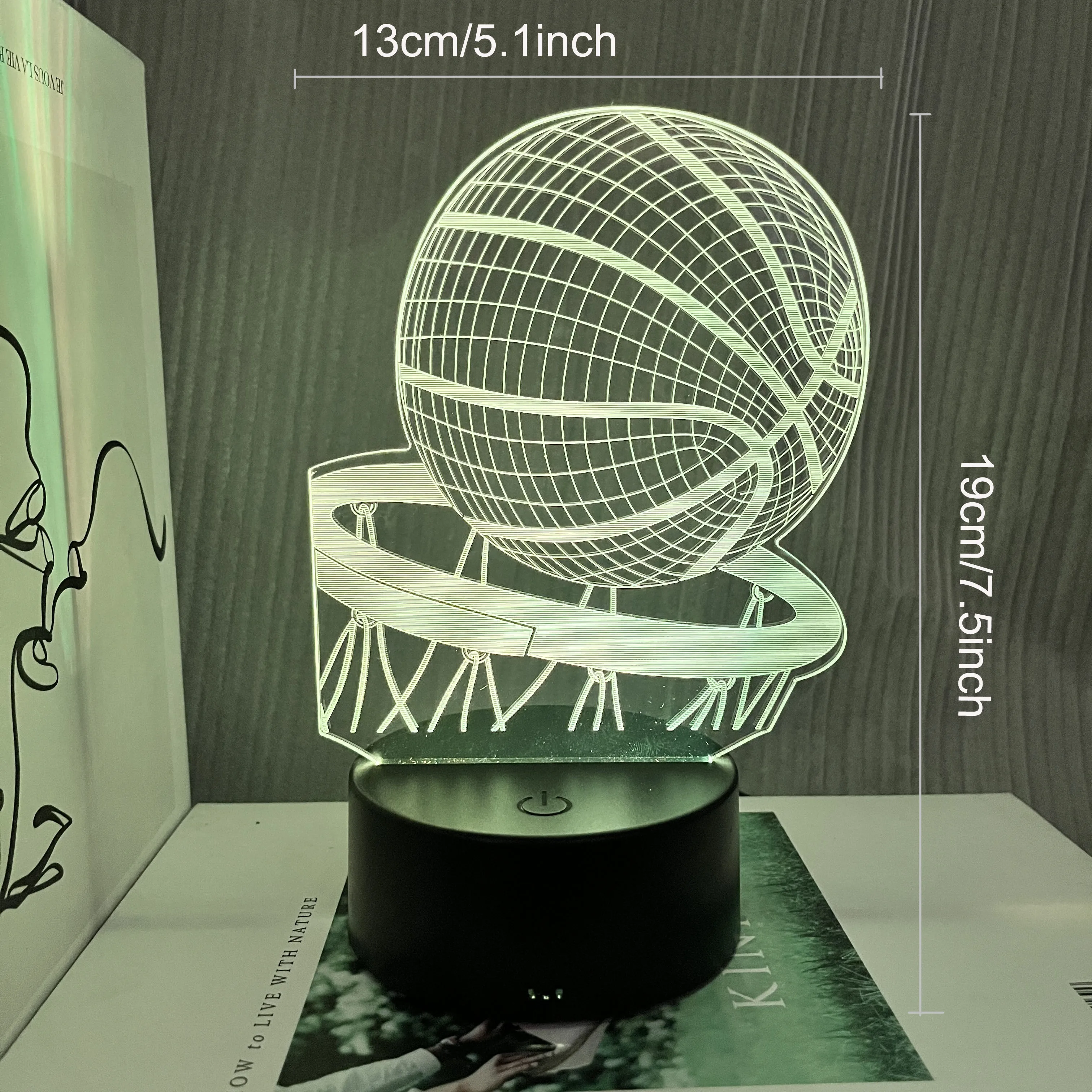 1pc  Basketballl  3D Night Light, 3D Optical Illusion Lamp With Touch, 7-Color Changing Ambient Light For Bedroom