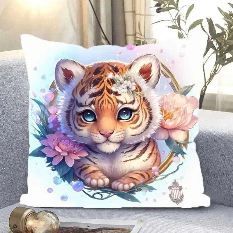 Chinese Zodiac Pillows Case Cute Animal Throw Pillow Cover Living Room Bed Sofa Pillowcase Boy Girl Kid Birth Gift Decor Home