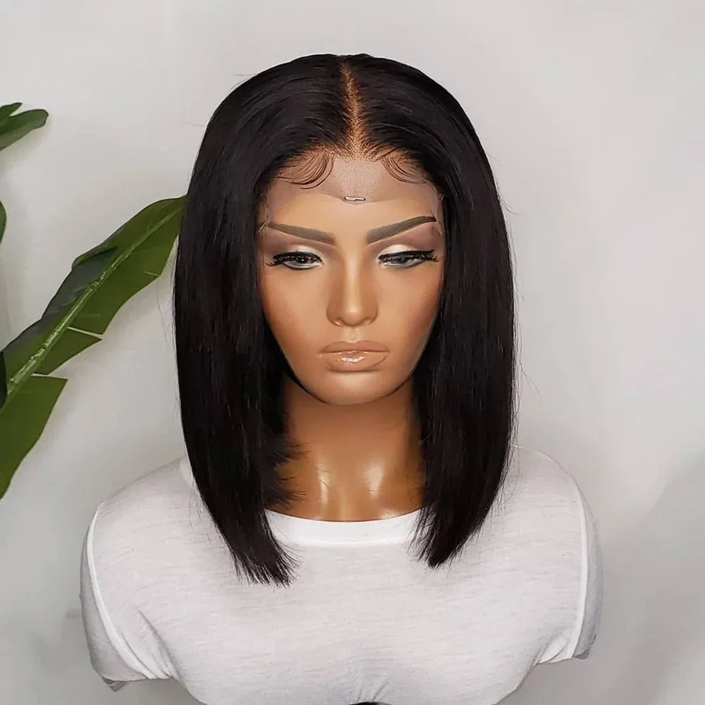 غلويليس الدانتيل شعر مستعار أمامي مستقيم 250% الكثافة 13x4 HD شفافة الدانتيل الباروكات الأمامية قصيرة بوب شعر مستعار الاصطناعية للنساء