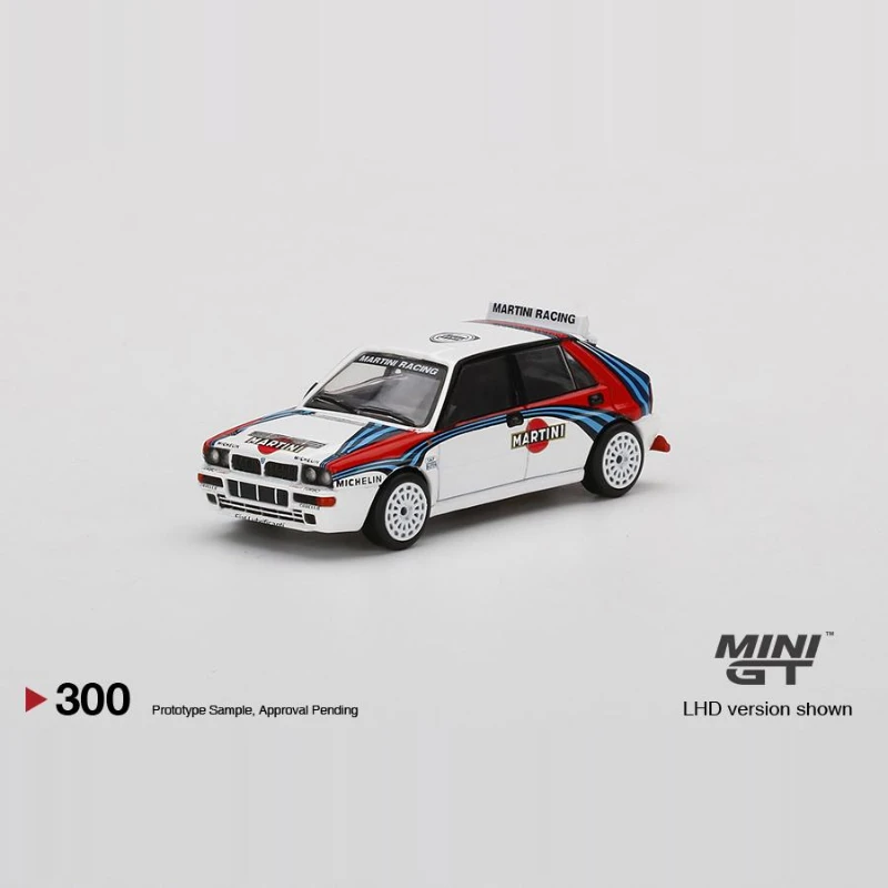 MINIGT 1:64,300 #   Modelo em miniatura de rolo de liga Lancia Martini, decoração para adultos, brinquedo para meninos, presente de aniversário infantil, colecionável