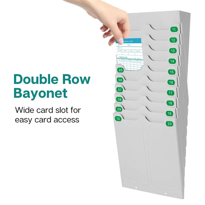 A13E-Retractable Attendance Rack Punch Card Holder Attendance Card Holder 20 Position Punch Card Holder Card Holder Employee