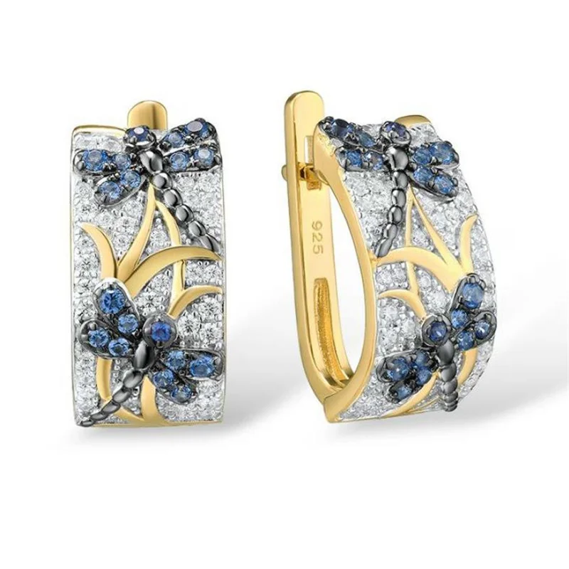 

Creative Personality Dragonfly Grass Insect Plant Stud Earrings For Women Animal Earring Jewelry Accessories