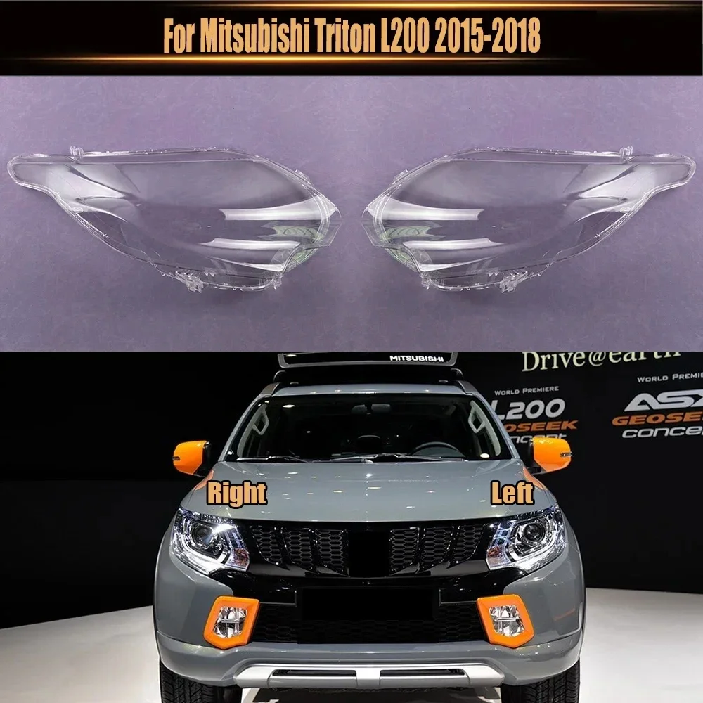 

For Mitsubishi Triton L200 2015-2018 Headlight Cover Lamp Shade Transparent Lampshade Headlamp Shell Lens Plexiglass