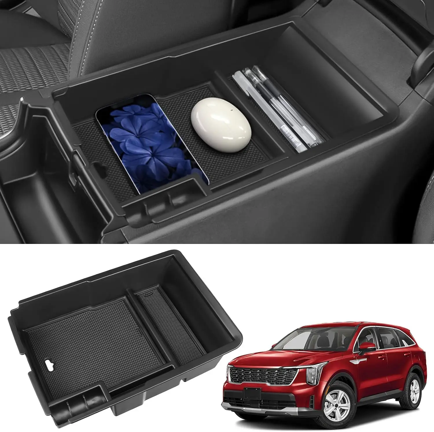 

Center Console Organizer Compatible with Kia Sorento 2021 2022 2023 2024 2025 Accessories, Armrest Insert Tray Storage Coin Hold