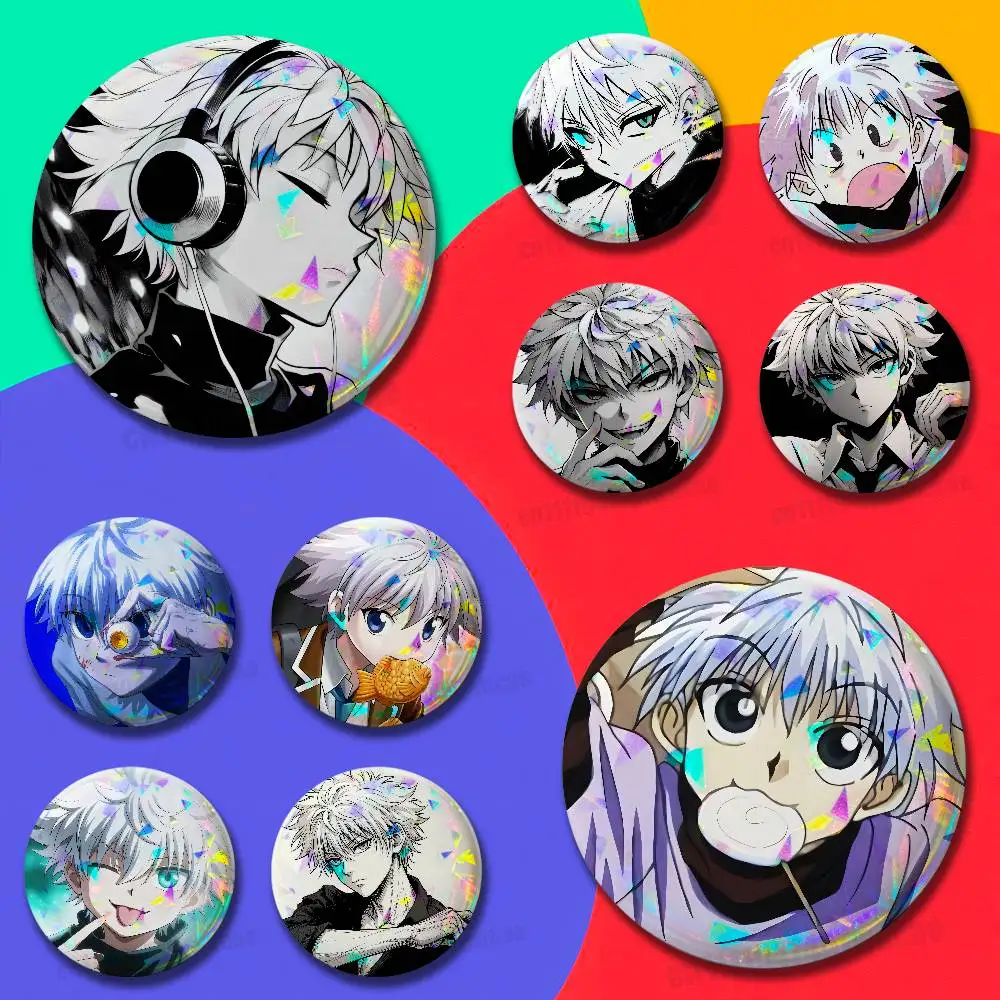 For Killua Zoldyck Badge Cover Custom Pin Insignia Emblem Round Button 58mm 44mm Laser Film