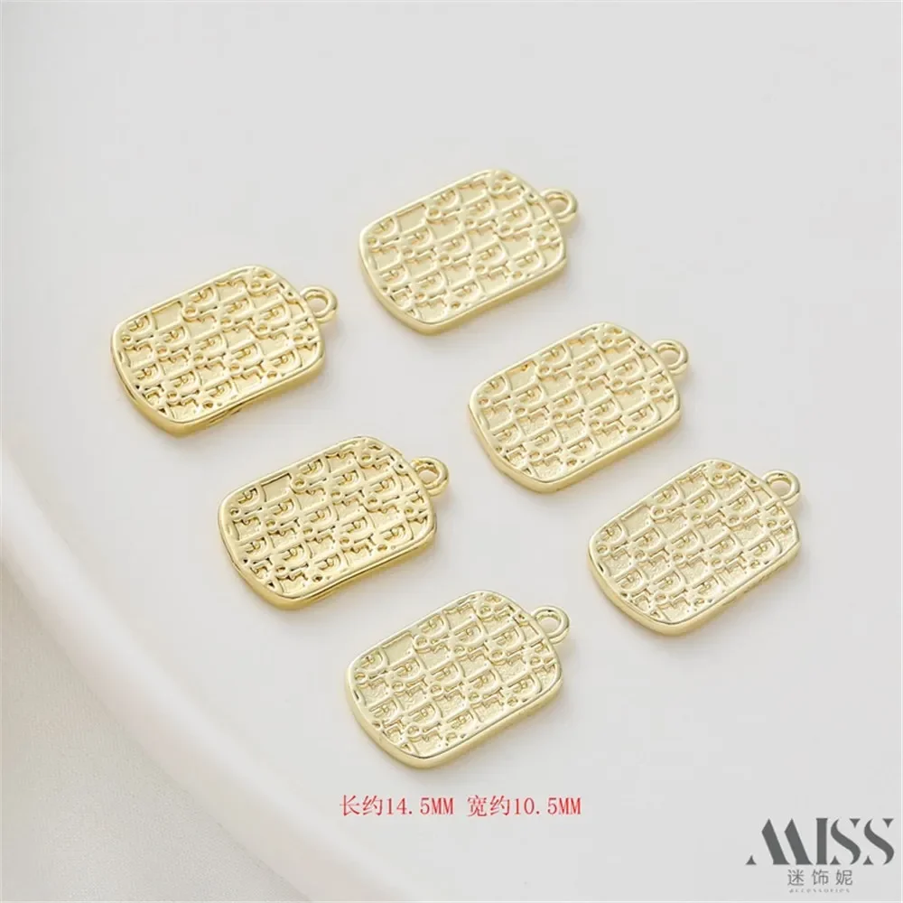 

18K Light Gold Light Luxury Rectangular Pendant Fashion European American Style Necklace Letter Tag DIY Jewelry Accessories