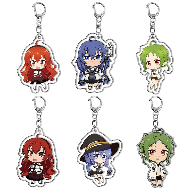 Anime Mushoku Tensei：Jobless Reincarnation Keychain Cartoon Figure Roxy Sylphiette Eris Boreas Greyrat Key Ring Jewelry Gifts