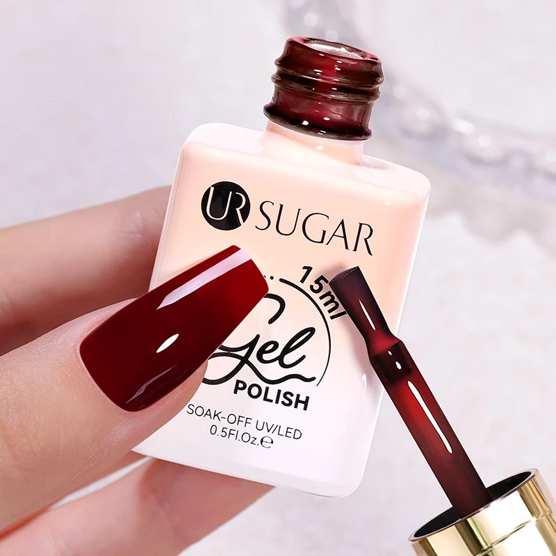 UR SUGAR 15ml Transparenter Weinroter Jelly Gel Nagellack Abziehbarer UV-LED Dunkelroter Bernstein-Gel Halloween Maniküre Nagelkunst Lack – Detail 4