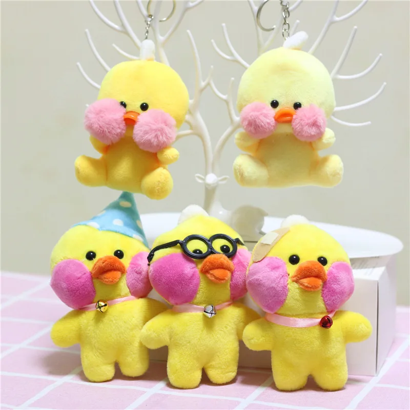 10cm Lalafanfan Duck Plush Keychain Korean Hyaluronic Ducks Doll Pendant Plush Stuffed Animals Soft Toys Birthday Gifts Kids