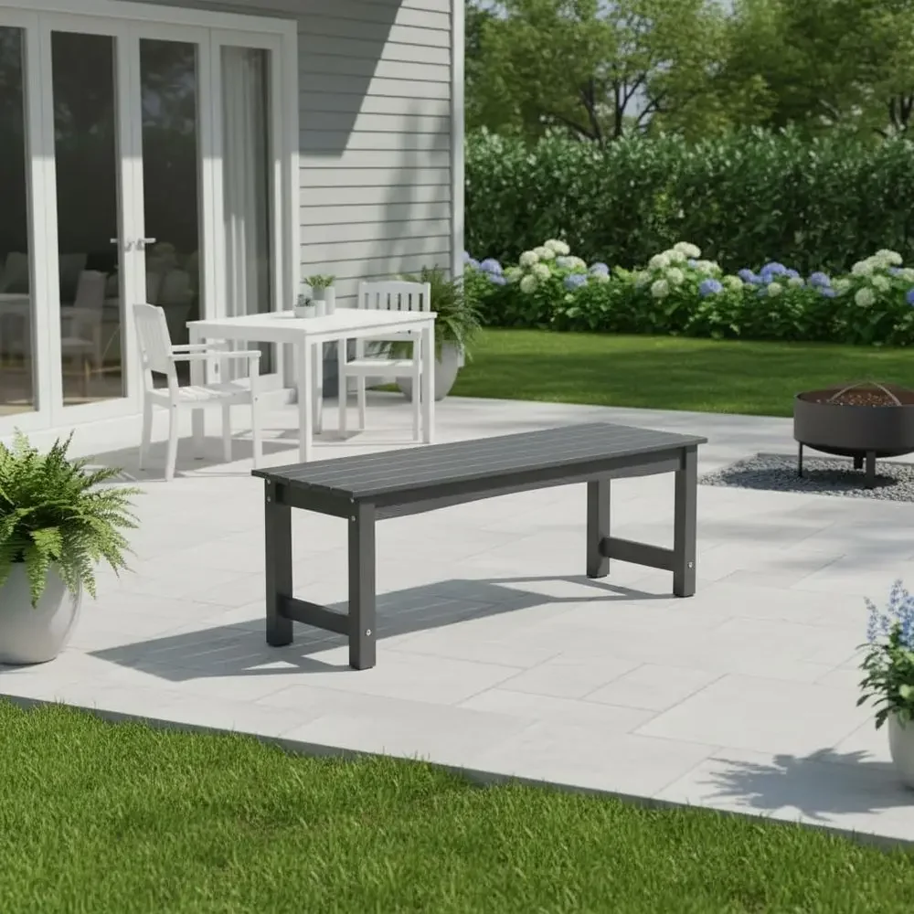 Weather-Resistant Outdoor Bench, Durable Poly Lumber, All-Weather Garden Seating for Backyard and Parks, Rustic Brown