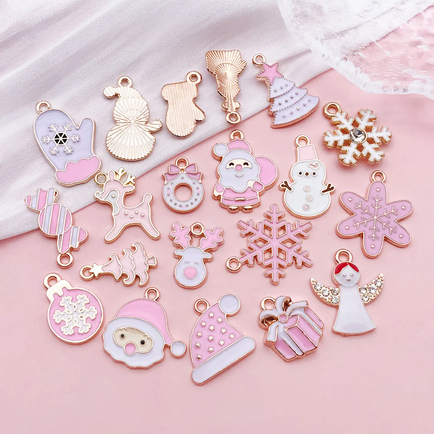 5pcs/20pcs Alloy Enamel Christmas Pendant Jewelry Making DIY Keychain Earrings Charms for Jewelry Bracelets Necklace