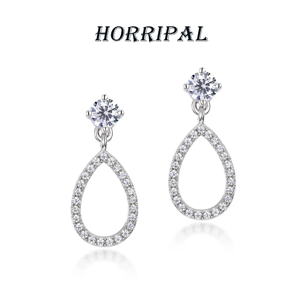 

HORRIPAL New Pear Drop Earrings Moissanite for Women 925 Sterling Silver GRA Two looks in one Sparkling Luxury Fashion Jewelry