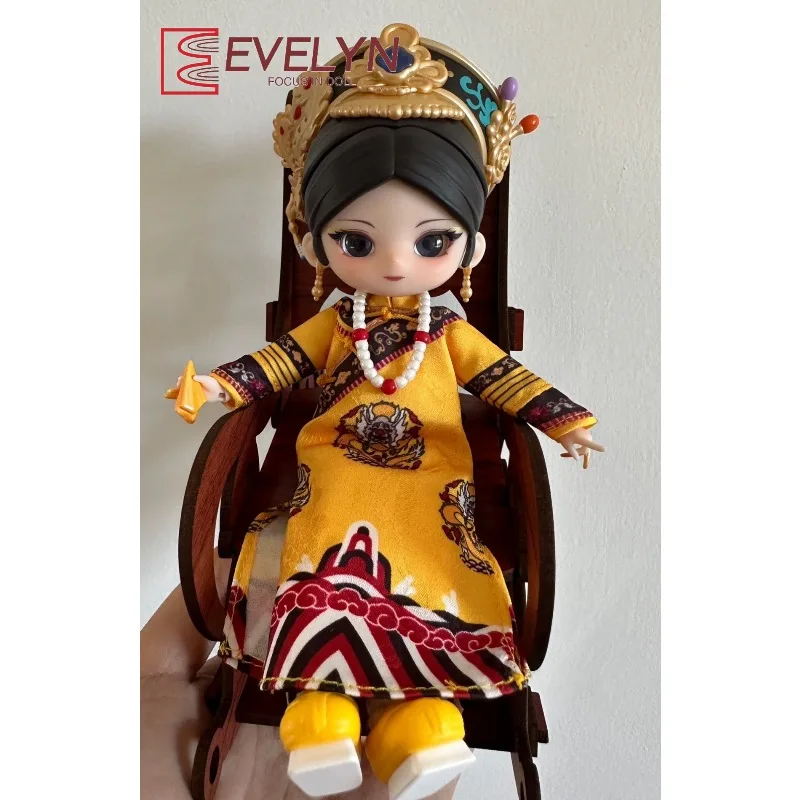 エブリン木製ミニ中国風レトロ中空工芸ロッキングチェアスツール家具モデルDIY風景装飾オーナメント