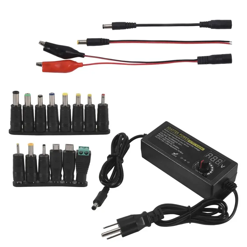 A74E-Power Supply 3V-24V 3A 72W Adjustable Variable 3V 5V 6V 9V 12V 18V 20V 24V AC/DC, 100V-240V AC To DC Converter US Plug