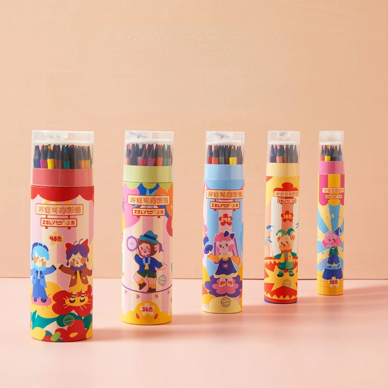 

12/18/24/36/48 Colors Comes with Eraser Color Lead Set Children's Drawing Special Erasable Pencil Art Stationery