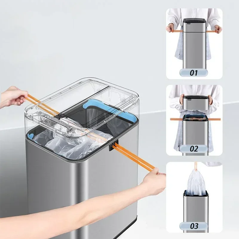Dual-purpose Kitchen Home Trash Can Two-way Opening Design Smart Trash Can Inductive Wastebasket Large Capacity Paper Basket