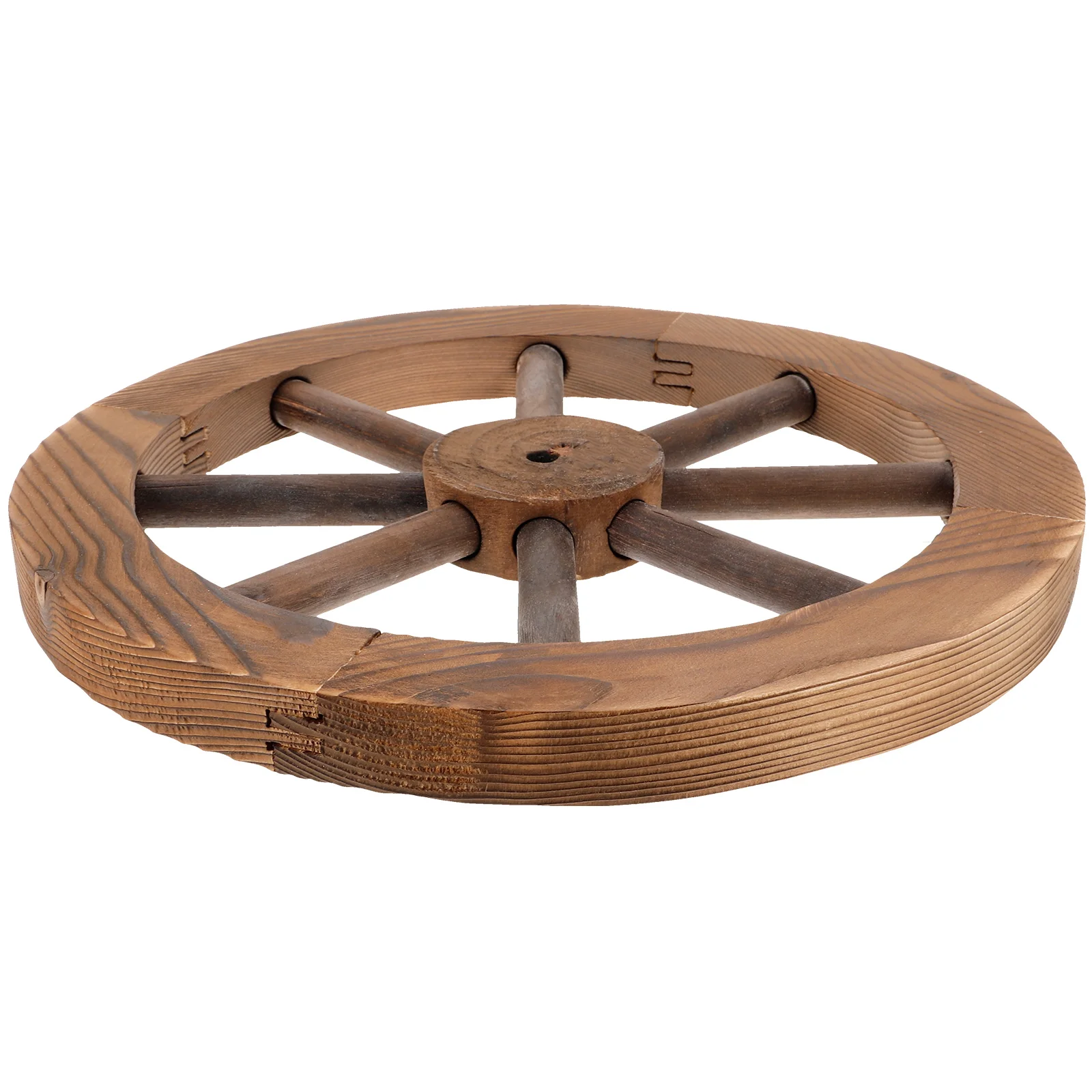 

Vintage Wooden Wagon Wheel Decoration Art Rustic Decor Housewarming Gift Light Brown Small Craft Wheels Garden
