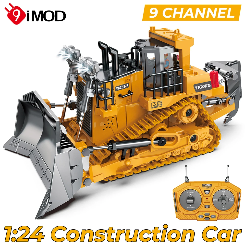

9IMOD 1/24 радиоуправляемый автомобиль, бульдозер из сплава, 9-канальный инженерный автомобиль, игрушки для мальчиков, детские подарки