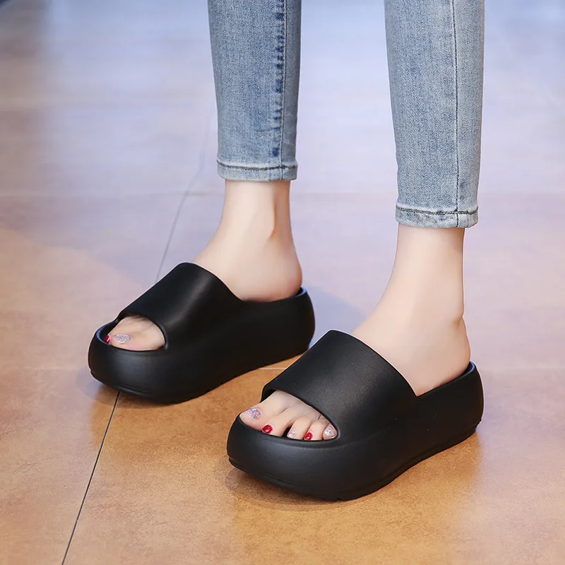 2026Unisex Bathroom Slippers Cloud Cushion Slides Summer Flat Sandals Thick Platform Shoes Man Indoor Non-Slip Couple Flip Flops view 4