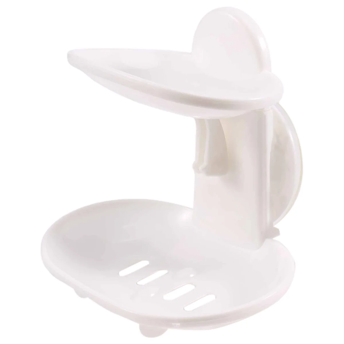 Jabonera doble, soporte para jabón de succión fuerte, bandeja para tazas para ducha, baño (blanco)