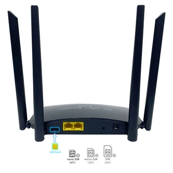 한국 휴대용 무선 와이파이 4G LTE 라우터 SIM 카드, 300Mbps 4G 모뎀, 2 * LAN, 2.4GHz, 4GHz 안테나 공유 와이파이