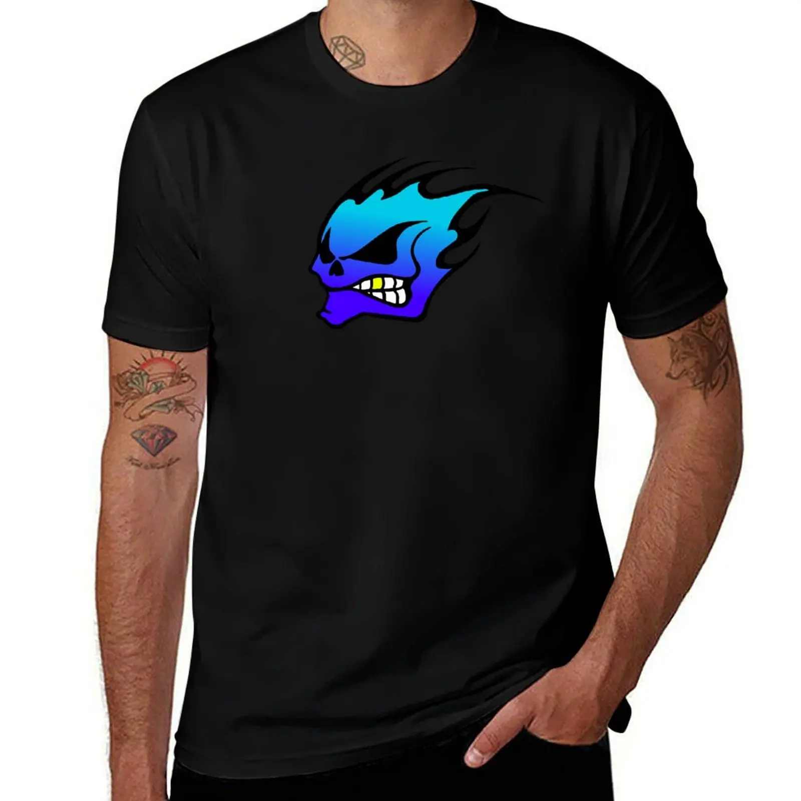 SkullHead Golden Tooth T-Shirt Basic Casual Short Sleeve Cotton Shirt T-Shirt