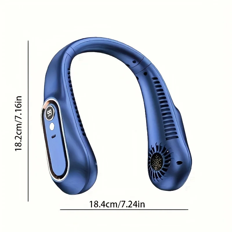 5-скоростной портативный шейный вентилятор с питанием от USB, °   Регулируемый, перезаряжаемый, бесшумный, компактный дизайн — идеально подходит для улицы, Trave