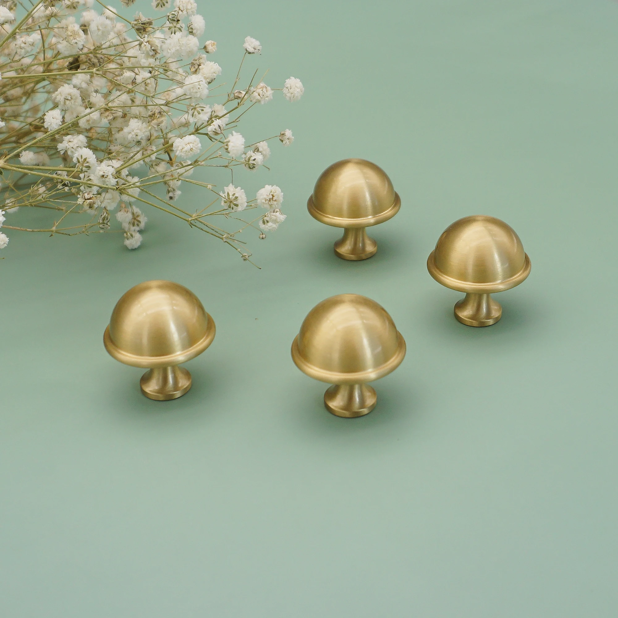 Mushroom Shape Solid Brass Furniture Handles Creative Single Hole Drawer Knobs Wardrobe Dresser Pulls Home Decor Door Hardware