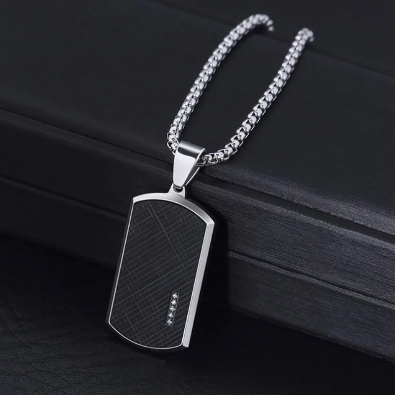 Trendy Men's Necklace,Waterproof Stainless Steel Dog Tag Pendant Necklace,Punk Jewelry Gift for Husband Dad Son BBF