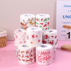 Papel higiénico creativo de dibujos animados, serie de patrones navideños, rollo de papel de Papá Noel, Reno, rollos de papel higiénico, servilletas divertidas