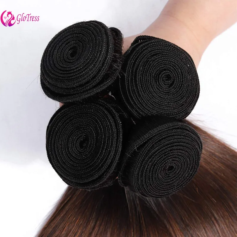 Color 1B/4/27 Straight Human Hair Bundles 8-24 Inches 3 Bundles Ombre Brazilian Virgin Hair for Black Women 100g/Bundle