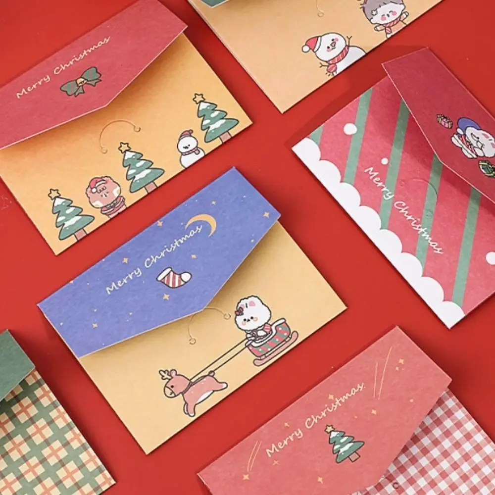 Cartoon Merry Christmas mini paper Envelope with Message Card Greeting card Letter Stationary Storage Paper Gift