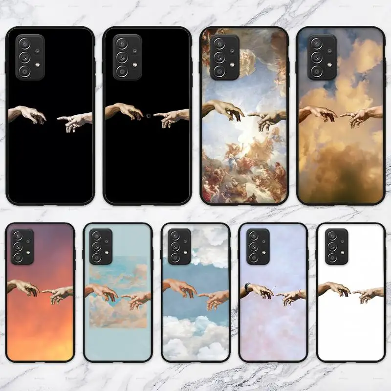 Funny Hand The Creation of Adam Art Michelangelo Phone Case For Samsung Galaxy S10 S20 S21 Note10 20Plus Ultra Shell