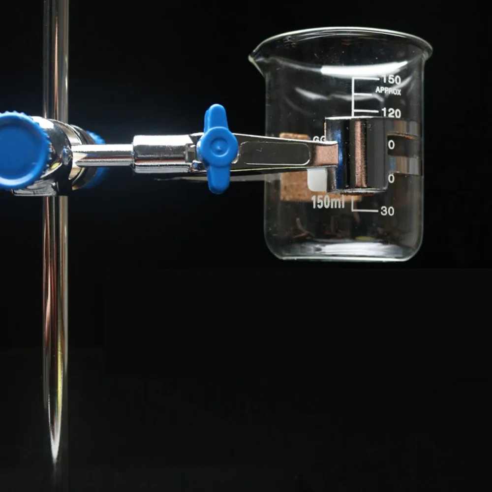 Zinc Alloy Lab Flask Clamp Anti Slip Pad Rotatable Head Four Prong Clamp Adjustable Jaw Heavy Duty Condenser Clamp Lab Testing