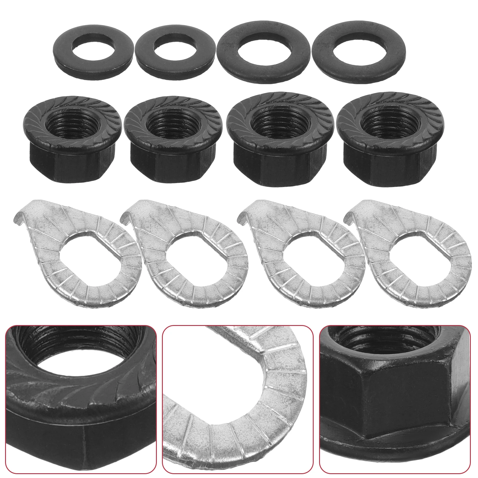 

1 set 1 Set Kit Steel Axle Nuts For Wheels Bicycle Replacement Parts Flange Nuts For Mountain Road E-Bikes Cycling