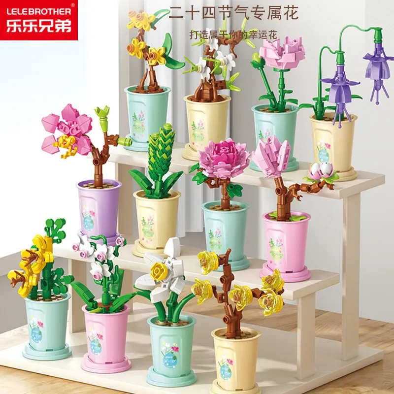 Bouquet Flower Adults Particle Building Block Set Home Decoration Bricks Constructor Mini Brock Building Construction Toys Gifts