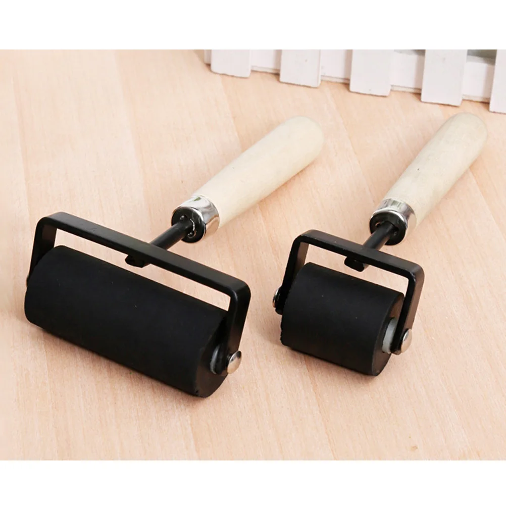 

2 PCS Ink Roller Scrapbook Printing Rubber Rollers Glue Lightweight Stamping Tools Bamboo