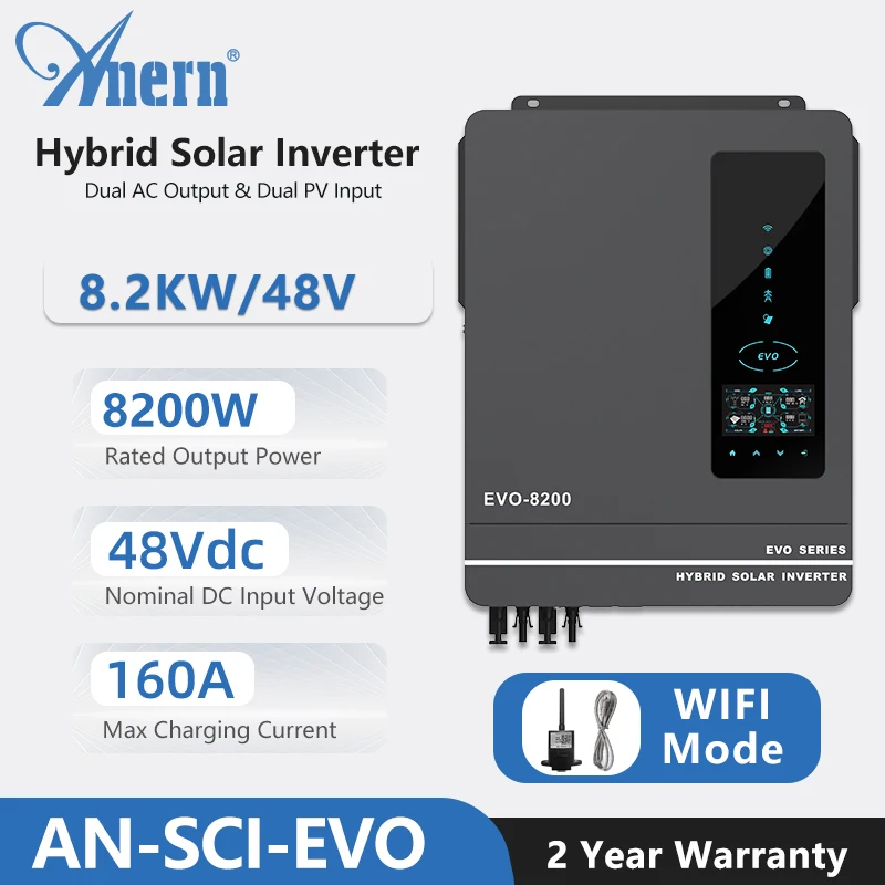 8.2KW 8200W 6200W hybrydowy inwerter słoneczny wbudowany kontroler Mppt 140A wejście 500VDC PV 230VAC 48V czysta fala sinusoidalna hybrydowy falownik