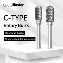 Chowmaster 6-16mm Tungsten Steel Rotary Burr C CX Type Carbide Rotary File Single Slot Double Slot Metal Grinding