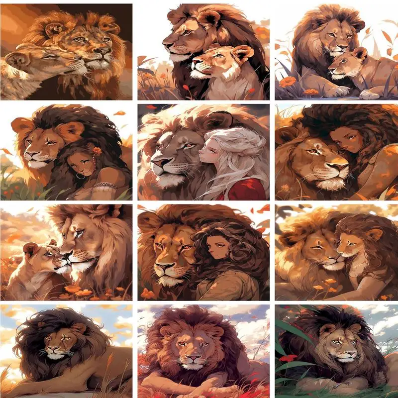 

GATYZTORY Frame Lion Animals DIY Painting By Numbers Modern Home Wall Art Picture Paint By Numbers Unique Gift For Home Decors A