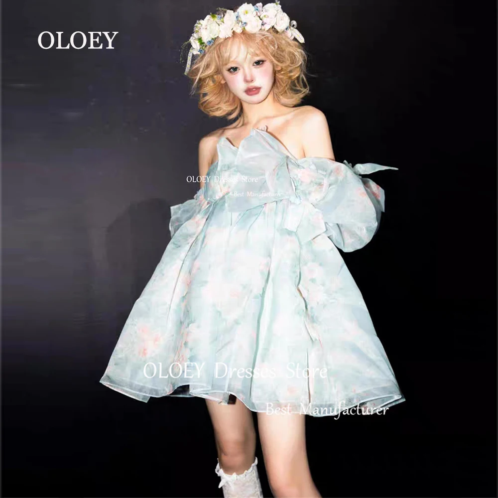 OLOEY Exquisite Floral Short Cocktail Dresses Square Collar Wedding Party Dresses Garden Wedding Party Prom Gowns Custom Made