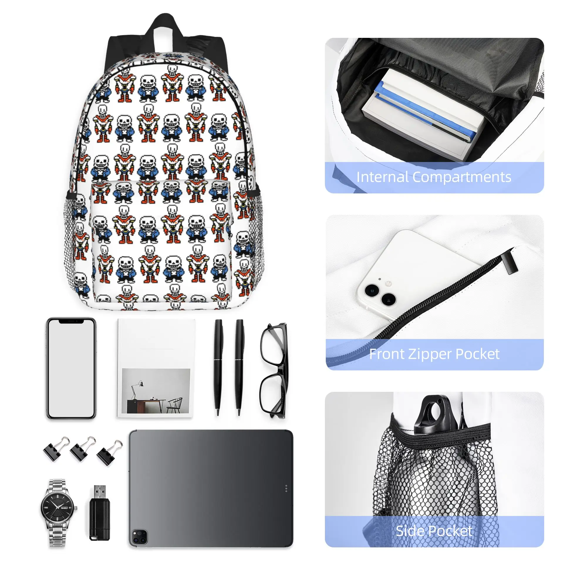Undertale Sans and Papyrus Backpack Hot Sale Daypack Large Capacity Boys Girls BookBag Shoulder Bags for Men Women School Bag