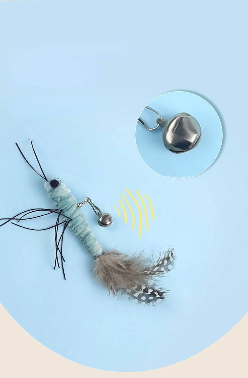Luxuriöser Katzenstäbchen mit Libellen-Federkopf, handgefertigt, Ersatzspielzeug im Insektenstil, interaktives Spielen, Heimtierbedarf – Detail 8