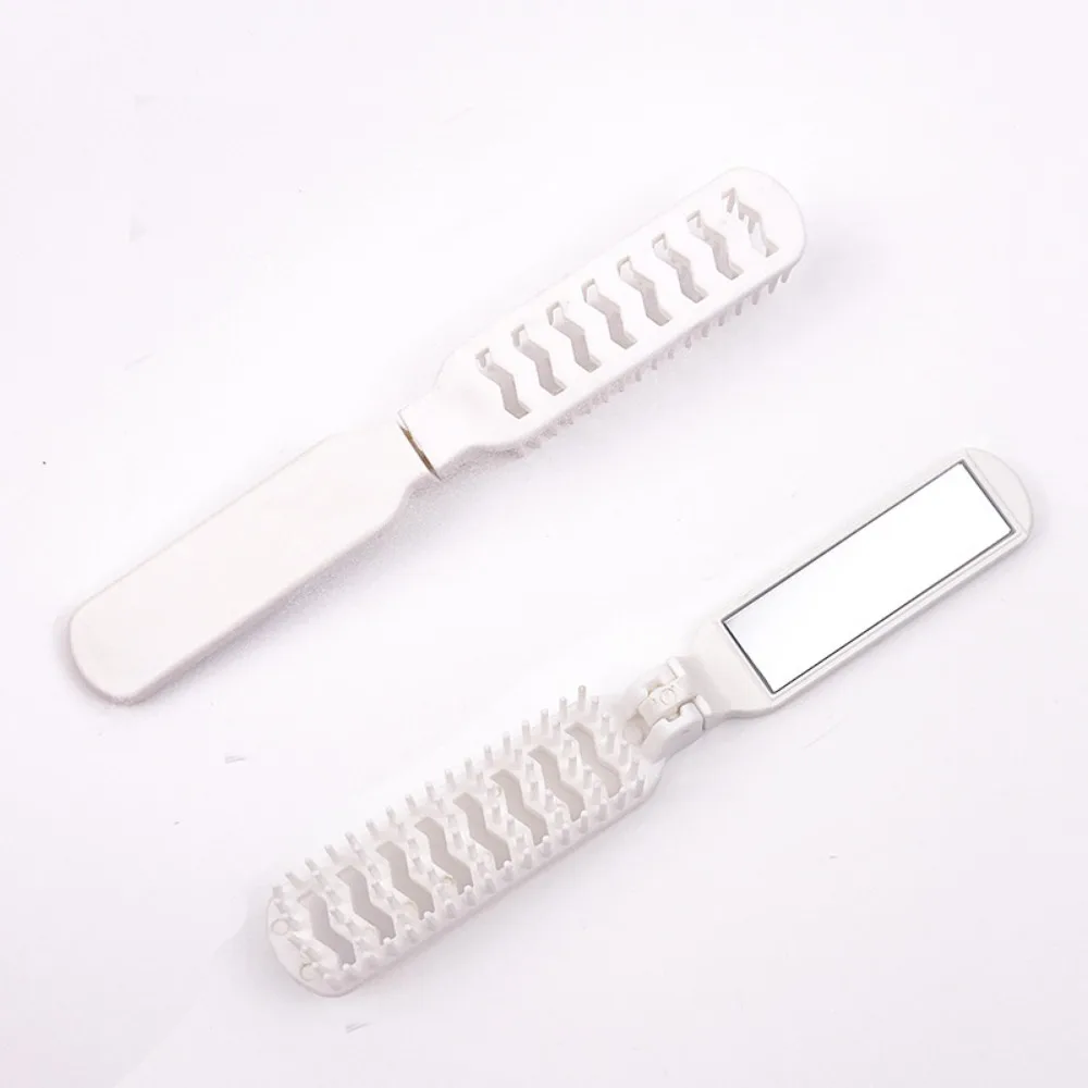 Foldable Hair Brush Portable Massage Comb Head Massager Anti-Static Travel Hair Combs with Mirror Girls Hair Styling Accessory