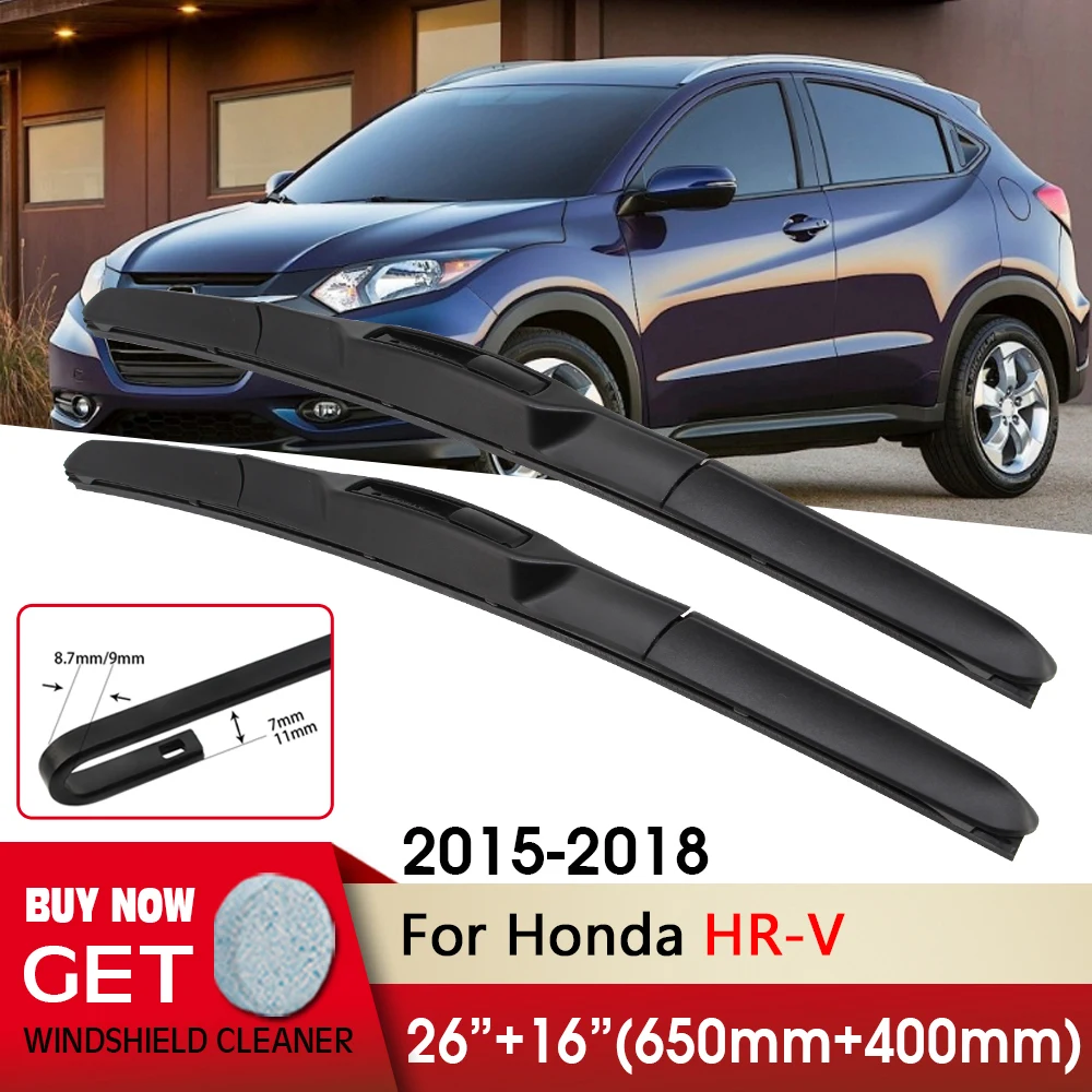 

Car Wiper RHD & LHD Front Wiper Blades 26"+16" For Honda HR-V 2015-2018 Fit U Hook Arm Front Windscreen Wipers Auto Accessories